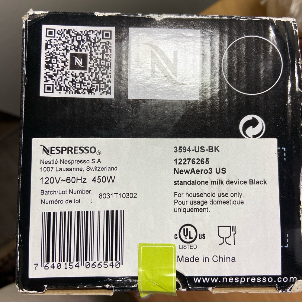 Nespresso Aeroccino 3 Milk Frother Black and Silver NWT - Picture 3 of 10